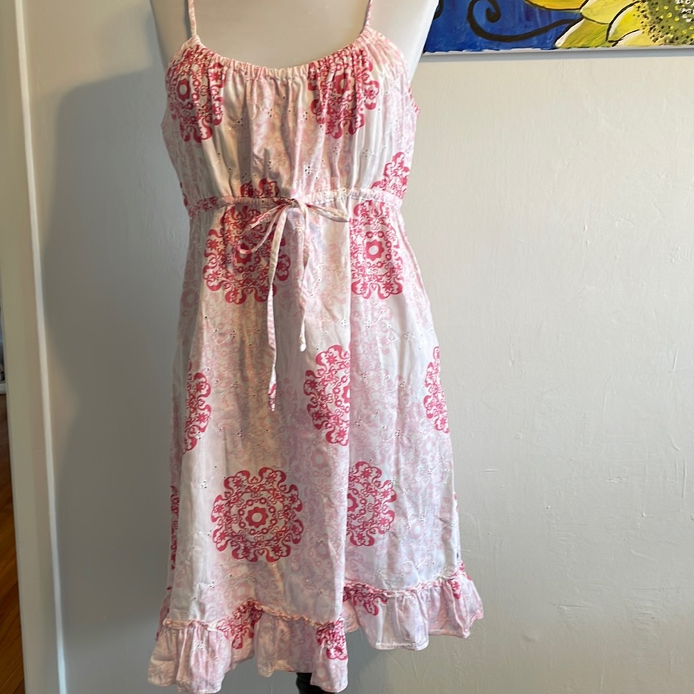 Tommy Hilifiger dress-sleepwear eyelet embroidered ties at waist